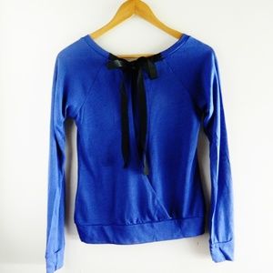 Blue and Black Tie Back Cotton Top